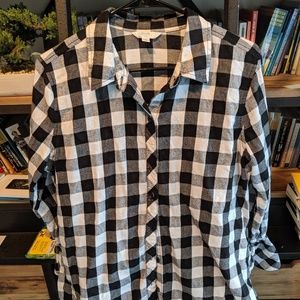 Blk & Wht Checkered Flannel Button Down